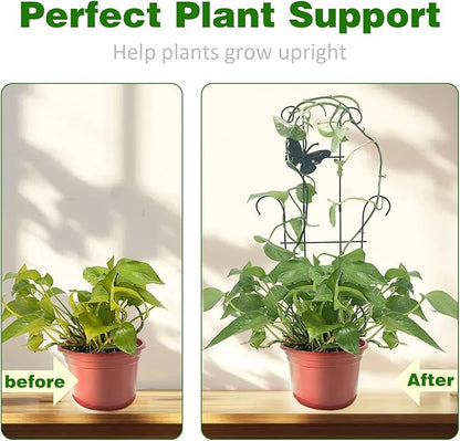 23 Inch Plant Trellis for Climbing Plants Indoor, Sturdy Metal Houseplant Trellis for Potted Plants, Rust-Resistant Plant Support for Monstera Pothos Ivy, Outdoor Garden Trellis 4 Pack