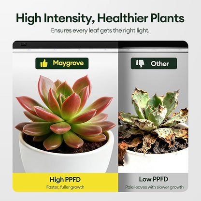 Grow Lights for Indoor Plants 1FT, Blue-Rich Full Spectrum 5000K Grow Light, 28W(4 x 7W), T5 LED Grow Light Strips for Succulents, High PPFD, Linkable, Black, 4-Pack