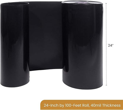 DeepRoot Water Barrier, Versatile Bamboo Barrier, Easy-to-Install Garden Barrier for Landscaping and Protection, Durable, Flexible, 24" x 100' Roll-40 mil Thickness, Black (WB 24/40-100)