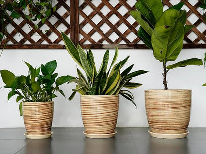 12 Inch Planter Pot Ceramic Plant Pots for Plants with Drainage Hole and Saucer Large Flower Pot for Home Patio Garden Office Yellow