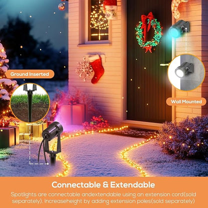 SUNTHIN Outdoor Landscape Lighting with Remote, RGBW Color Changing Spot Uplights, 12 Pack (2 * 6 Pack)