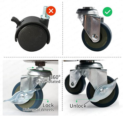 Plant Caddy with Wheels 12 Inch 2 Pack, Heavy Duty Metal Plant Stand & Dolly with Lockable Casters, Holds 160 lbs for Indoor Outdoor Large Flower Pots, Bronze