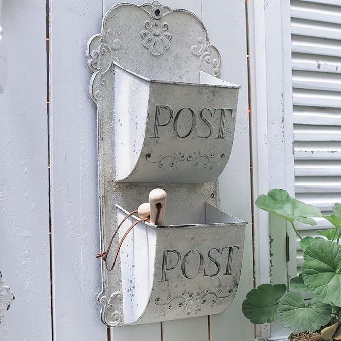 All Chic Outdoor Wall Planters Metal Wall Planter Wall Mounted Planters 2-Tiers White Wall Vase Flower Pot Indoor Outdoor Wall Hanging Planter Shabby Rustic Farmhouse Decor…