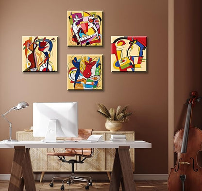 Modern Abstract Music Wall Art Colorful Music Graffiti Canvas Painting Prints Abstract Wall Pictures for Living Room Bedroom Decor Home Office Framed Artwork 12x12 In