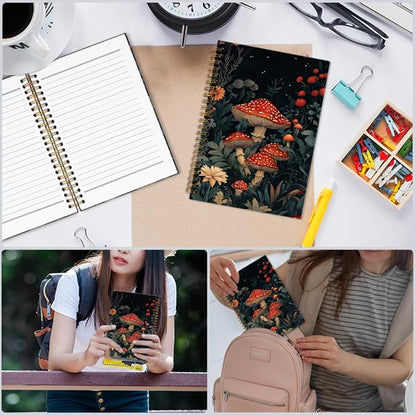 Mushroom Spiral Notebook, Vintage Mushroom Journal Notebook, Witchy Forest Botanical Journaling Notebooks for Women, Dark Cottagecore Office School Supplies Gifts, 5.5x8.3 Inch
