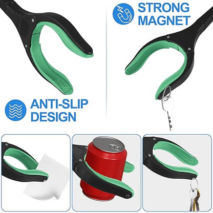 6 Pack 32 Inch Commercial Trash Grabber for Elderly Assist, Heavy Duty Lightweight Reacher with Ergonomic Handle & Non-Slip Grip, Multi-Use Outdoor Home Garden Cleanup Mobility Aid ToolGreen)