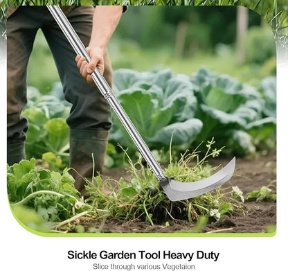 Sickle Weeding Garden Tool, Hand Weed Scythe for Grass Cutting, Billhook for Vines Bushes Cutter for Yard, Fields, Lawn and Ditches, Scythes Knife Tool for Farming Harvesting -Long Handle