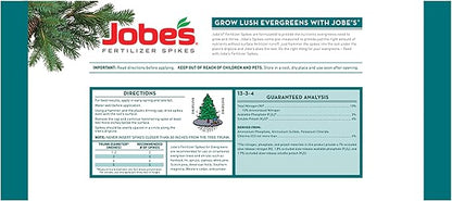 Jobe’s Slow Release Evergreen Fertilizer Spikes, Easy Plant Care for Cypress, Arborvitae, Pine, Cedar, and Many More Acid Loving Trees, 15 Count