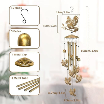 Bird Wind Chimes for Outside Bird Metal Windchimes,Sparrow Wind Chine Decor,Indoor/Ourdoor Garden Yard Patio Decoration Unique Home for Women/Men/Sympathy Gift/Memorial/Festival Birthday Gifts