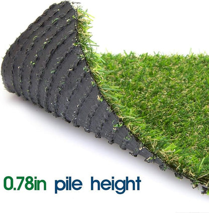 Artificial Grass Lawn Turf 0.8inch Realistic Synthetic Grass Mat, Indoor Outdoor Garden Lawn Landscape for Pets,Fake Faux Grass Rug with Drainage Holes