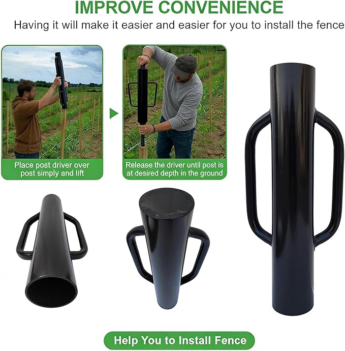 MTB Garden 16 inch Portable Post Driver with Handle, 8LB Black Iron T Post Digger Hand Post Rammer for Installing Fences,16 inch Post Pounder Good for Small Projects
