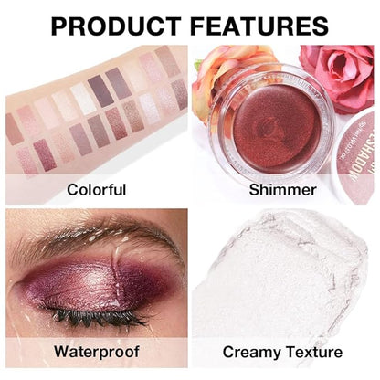 Cream Glitter Purity Shimmer Metallic Eyeshadow Palette Makeup, Natural Single Mini Instant Holographic Eyeshadow For Older Women, Sombras Crema Para Ojos, Talc, Paraben & Cruelty Free, P06