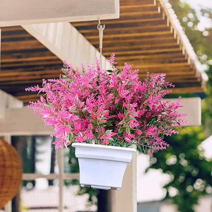 8 Bundles Artificial Lavender Plants Outdoor UV Resistant Fake Flowers Faux Plants Garden Porch Window Box Decorating (Pink)