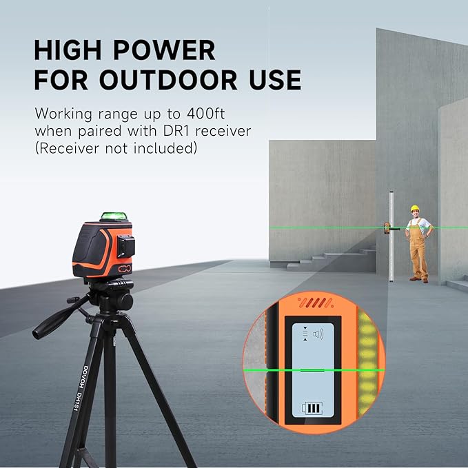 Outdoor Laser Level with Receiver, Grade Rod and Tripod, Class Ⅱ