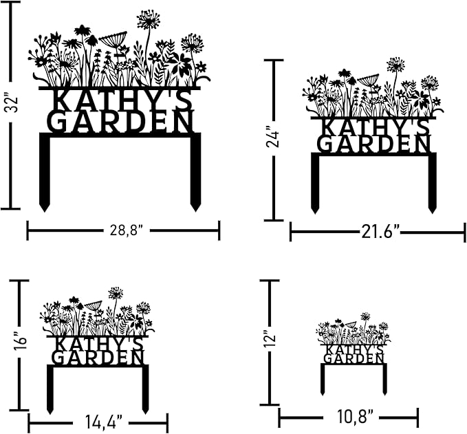 Custom Flowers Metal Garden Decor, Sign for Flower Beds, Personalized Flowers Garden Sign with Stakes, Metal Yard Art, Gift for Grandmother, Patio Decor, Farmhouse Decorations, Mom Gift