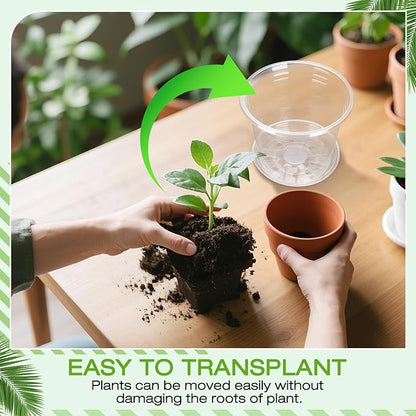 3 Inch Clear Nursery Pots with Drainage Trays, 15 Pack Plastic Pots for Plants, Clear Pot for Seed Starting, Transplanting, Succulents, and Indoor Gardening (3 inch)
