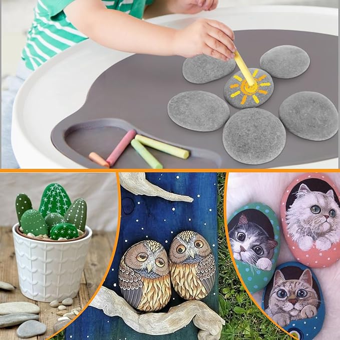 LANIAKEA 20 Pcs River Rocks for Painting, 3-5 Inch River Rocks Caft Rocks for Arts Multi-Color Painting Rocks for Kids Project, Crafts and Home Decoration