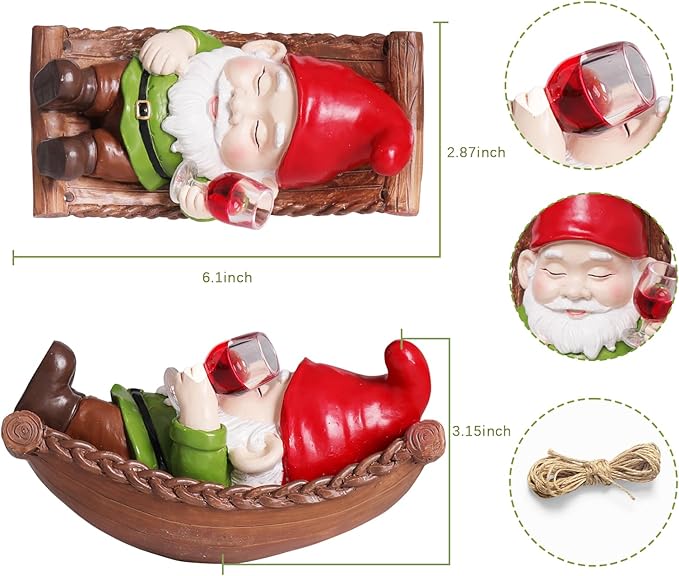 Hanging Garden Gnome Statues Decor for Outdoor, Resin Swing Figurine Ornament for Home Yard Patio Decoration, Ideal for Mom Women