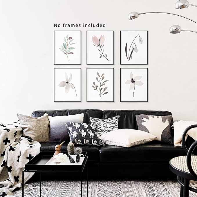 Botanical Prints for Wall Decor Poster 8x10 Canvas Prints Unframed Set of 6, Boho Wall Art Prints Plant Floral Minimalist Wall Art