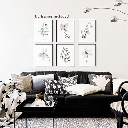 Botanical Prints for Wall Decor Poster 8x10 Canvas Prints Unframed Set of 6, Boho Wall Art Prints Plant Floral Minimalist Wall Art