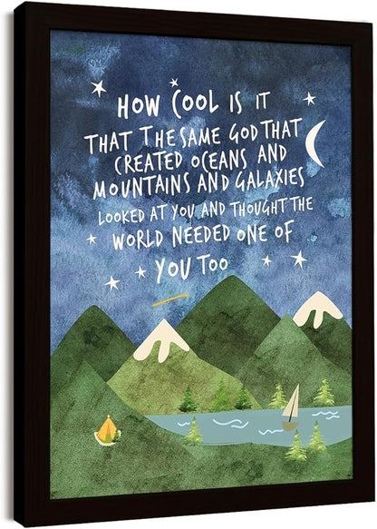 Same God Creation Wall Art,How Cool is it that the Same God Canvas Frame Print for Teen Boys Room Wall Decor,Woodland Mountain Nursery Wall Decor 24'' L x 18'' H