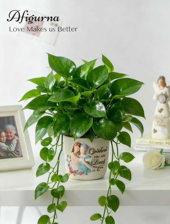 Gardening Gift for Grandma: 5.3in Hand-Painted 3D Art Planter - Great Grandma Birthday Gifts from Granddaughter - Meaningful Gigi Present for Grandmother Christmas Mothers Valentines Day