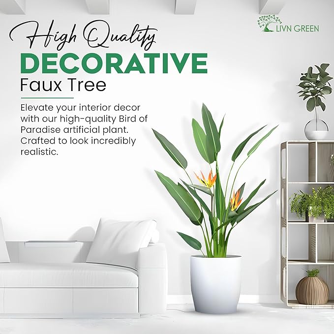 Bird of Paradise Artificial Plant 140cm (4.5 ft), Artificial Tree with Flowers for Home Decoration, Realistic Look, Faux Tall Plant for Indoor use, Tropical Faux Floor Plant, 1 Pack