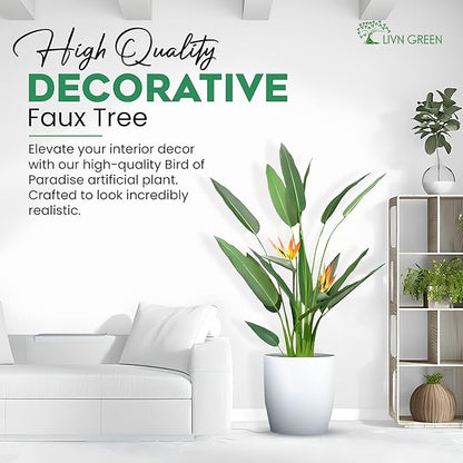 Bird of Paradise Artificial Plant 140cm (4.5 ft), Artificial Tree with Flowers for Home Decoration, Realistic Look, Faux Tall Plant for Indoor use, Tropical Faux Floor Plant, 1 Pack