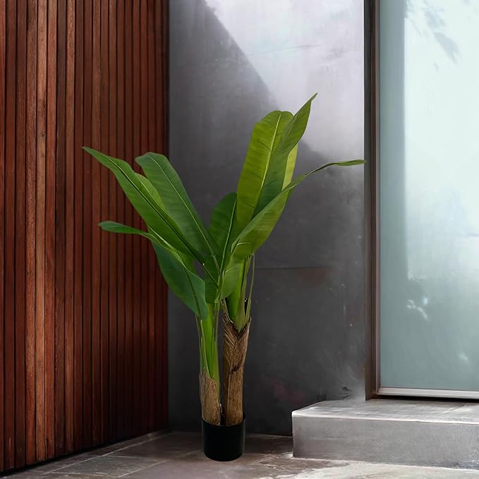 XBrand 47.2-Inches Artificial Banana Tree in Pot for Indoor Outdoor Home Office Store, Great Housewarming Gift