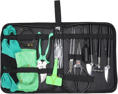WALFRONT Bonsai Trimming Tools Kit, High Carbon Steel Gardening Set with Pruning Shears, Scissors and Wires for Indoor Bonsai Care