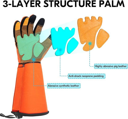 Vgo... Gardening Gloves Unisex,Safety Work Gloves,Long Sleeves Gauntlet,Puncture Proof,Touchscreen(Size L,Orange,SL7496)
