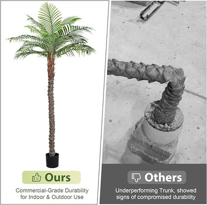 7FT Faux Palm Tree, Artificial Golden Cane Palm Tree Outdoor Indoor, Fake Tree for Home House Office Living Room Yard Patio, 2Pack