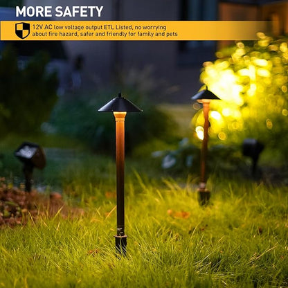 Malibu Low Voltage Pathway Lights, 10W Pro Style Halogen Landscape Lighting, 2Pack 2700K Warm White Path Light, 12V AC Bronze Outdoor Walkway Lights for Yard Garden 8308-9103