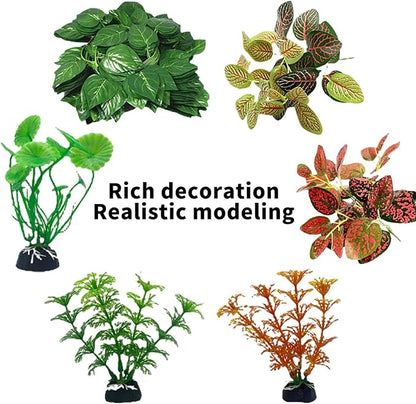 kathson 10 PCS Reptile Vines Plants Flexible Bendable Jungle Climbing Vine Terrarium Plastic Plant Leaves Pet Tank Habitat Decor for Bearded Dragons Lizards Geckos Snakes Frogs and More Reptiles