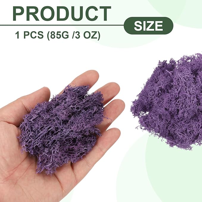 MECCANIXITY 3oz Preserved Reindeer Moss, Purple Decorative Artificial Fake Moss for Potted Plants Indoor Crafts Lichen Centerpieces Decor