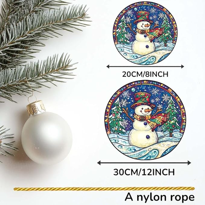 Acrylic Window Hanging Funny Snowman Stained Panel Window Decoration for Outdoor Indoor Garden Yard Home Winter Decor 12 Inch