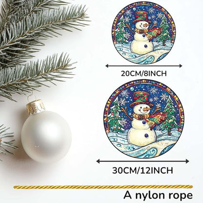 Acrylic Window Hanging Funny Snowman Stained Panel Window Decoration for Outdoor Indoor Garden Yard Home Winter Decor 8 Inch