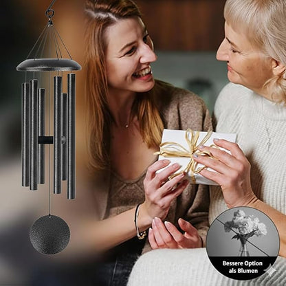 Wind Chimes for Outside Deep Tone, 38" Large WindChimes with 6 Tubes, 100% Rustproof Aluminum, Memorial Gift or Garden Patio Porch and Outdoor Décor(Silver)