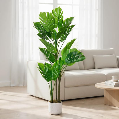 GAOMON 3.6ft Artificial Monstera Deliciosa Plants in Planter,Faux Tropical Palm Tree with 16 Leaves,Artificial Floor Plants for Indoor and Outdoor Home Porch, Garden