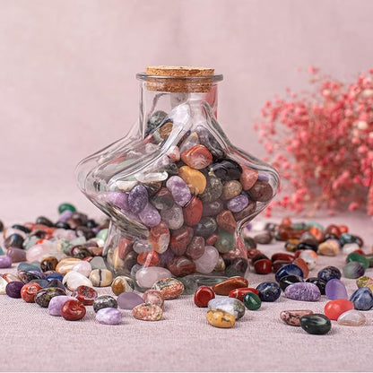 Polished Stone Pebbles Set Mixed Crystals, 72 Pcs 0.5" Handpicked Tumbled Stones Decorative Rocks for Reiki, Chakra, Healing, Home Decor, Mixed Pebbles