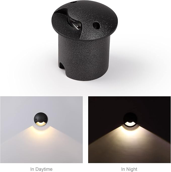 LED Well Lights Outdoor In Ground Lighting Low Voltage Landscape Lighting,2W AC/DC 12V 24V Driveway Lights Warm White Waterproof IP68 Aluminium Single Side Lighting,4PACKS