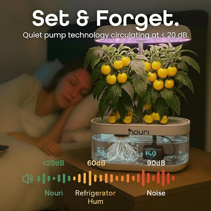 Nouri 7 Pod Smart Garden for Home Cooks | w/Heirloom Basil | Hydroponics Growing System | LED Grow Lights | Indoor Herb Garden Kit | Herb Growing Kit Indoors for Plant Lovers, Gardeners, Kitchen
