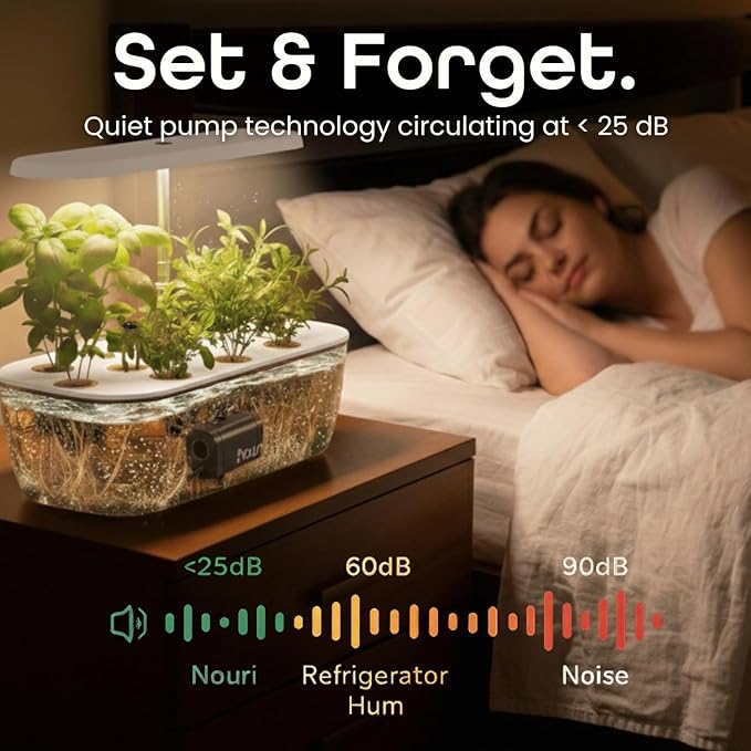 Nouri 12 pod Smart Garden for Home Cooks | w/Heirloom Basil | Hydroponics Growing System | LED Grow Lights | Indoor Herb Garden Kit | Herb Growing Kit Indoors for Plant Lovers, Gardeners, Kitchen