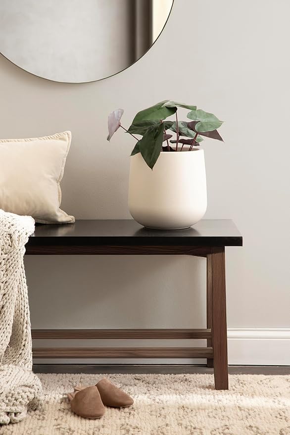 Kate and Laurel Jia Transitional Round Indoor Planter Pot, 11 x 11 x 11, Cream, Modern Circular Planter for Indoor Plants for Living Room or Sunroom Decor