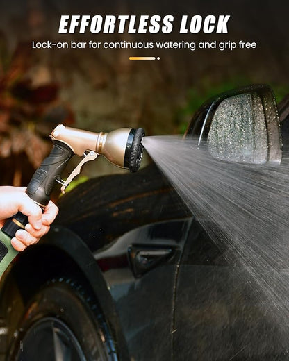 RAINPOINT Garden Hose Nozzle, Heavy Duty Metal Water Hose Sprayer Nozzle with 9 Adjustable Spray Patterns, High Pressure Hand Sprayer for Watering Plants & Lawns(Black)