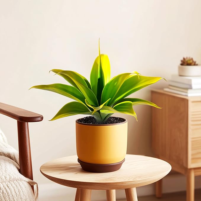 Artificial Agave Faux Agave 12.2In Fake Greenery Outdoor Artificial Plant Fake Plant for Indoor Home Decoration Plastic Plant Outdoor Decor Front Porch Decor Simulation Plants(Yellow,2Pack)