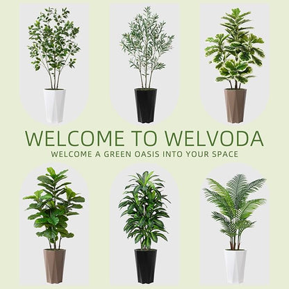 Artificial Fiddle Leaf Fig Tree 5FT - Faux Fig Tree with Black Diamond Planter - Tall Fake Floor Plant Potted - Artificial Silk Tree for Home Office Living Room Decor Indoor