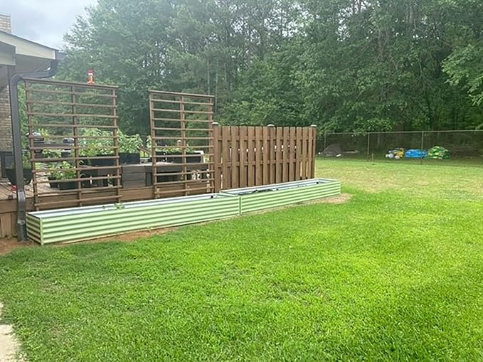 Olle 17" Tall 4 in 1 U Shape Rectangle Shapes L Shape Galvanized Raised Garden Beds Kit Outdoor for Gardening Metal Raised Planter Box for Vegetables Flowers, Sage Green