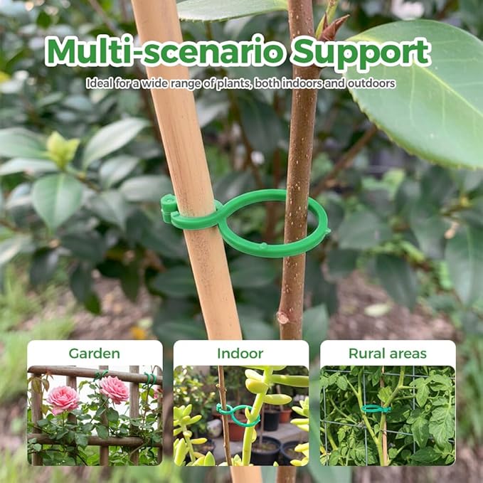 Plant Stem Support,Plastic Plant Clips for Climbing Plants,Tomato Vine Clips,Plant Fixing Clips,Garden Clips (Green 100pcs)