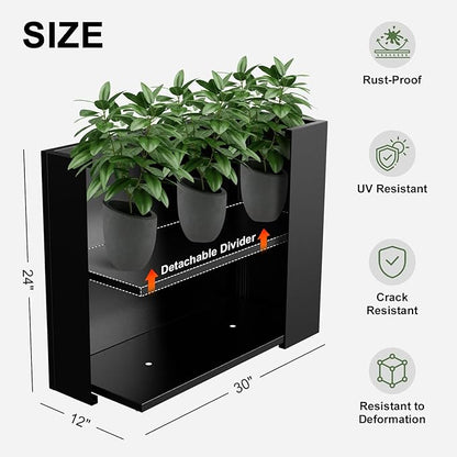 Metal Planter Box, Outdoor Heavy Duty Metal Garden Planter Spliced Flower Pot with Partitions, All-Weather Use with Drainage Holes for Patio/Porch-30 x 24" x 12"